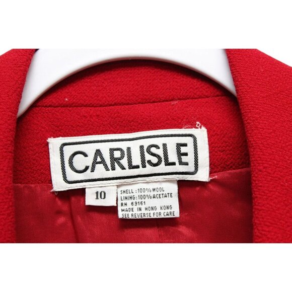 Vintage Carlisle Blazer Size 10 Red 100% Wool Classic Business Career Office - Picture 7 of 10